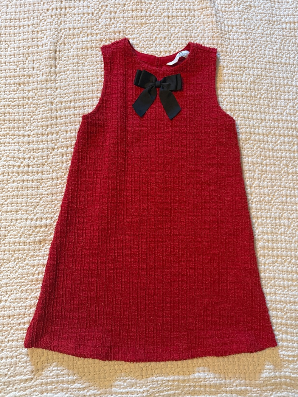 H&M Red Sleeveless A-Line Dress with Black Bow